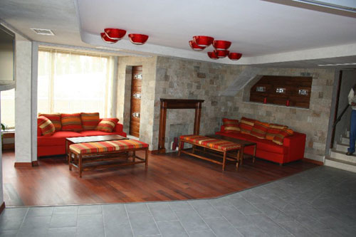 The lobby of Pirin Lodge